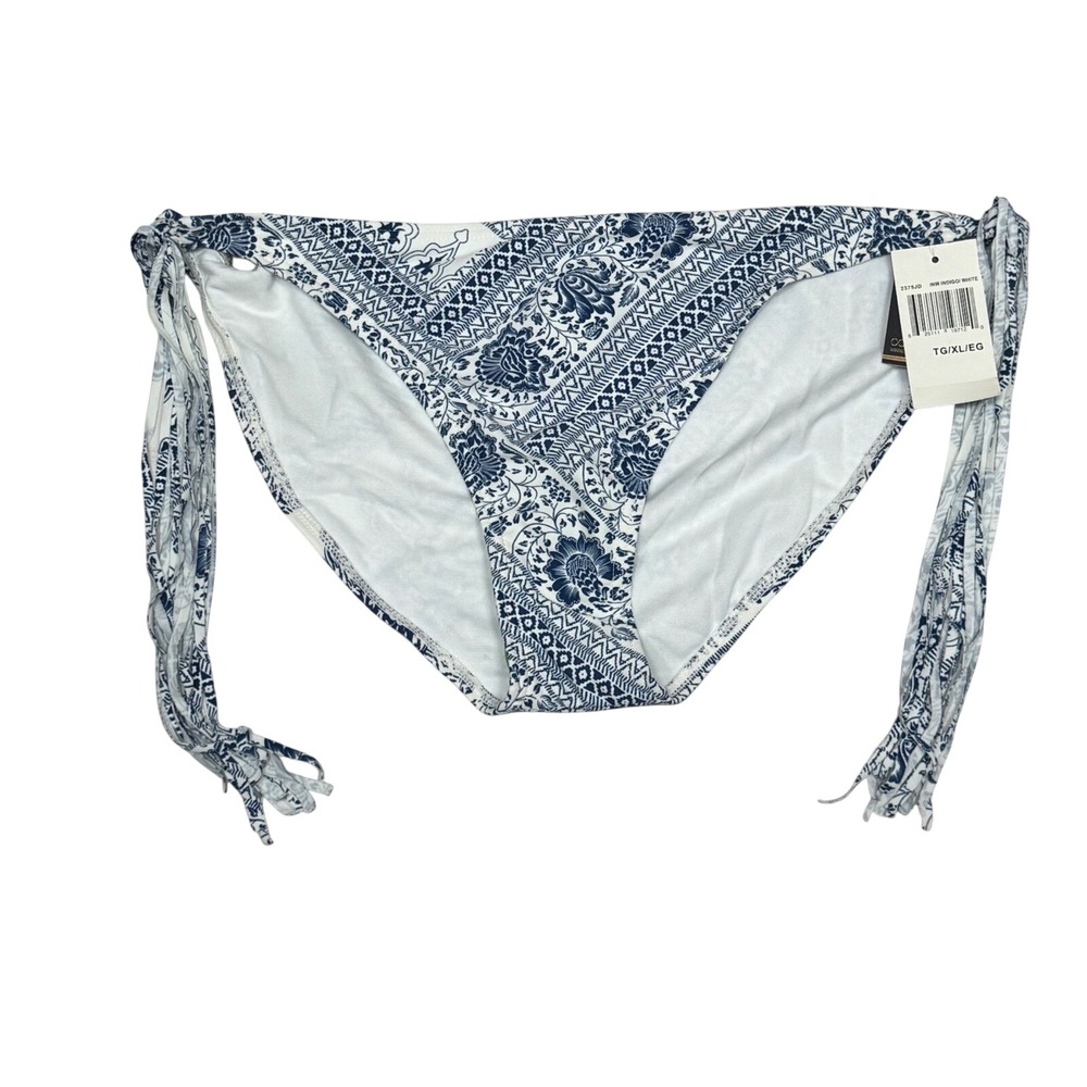 Ninety Six Degrees Womens Blue White Paisley Triangle Side Tie Bikini Set XL